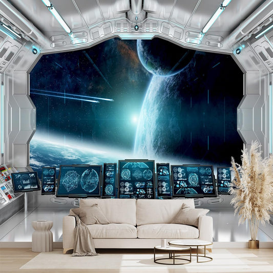 Galaxy Spaceship Bathroom wallpeper Living Room Bedroom Ceiling Wall Mural - 160"x108" (Not Peel and Stick)