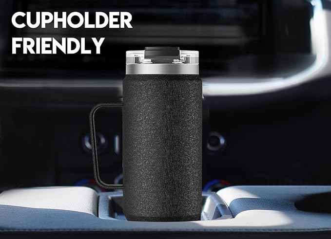 Meoky 40oz Tumbler with Handle, Stainless Steel Travel Mug with 2-in-1 Straw and Sip Lid, Vacuum Insulated Coffee Mug, 100% Leak Proof, Keeps Cold for 34 Hours or Hot for 10 Hours (Night)