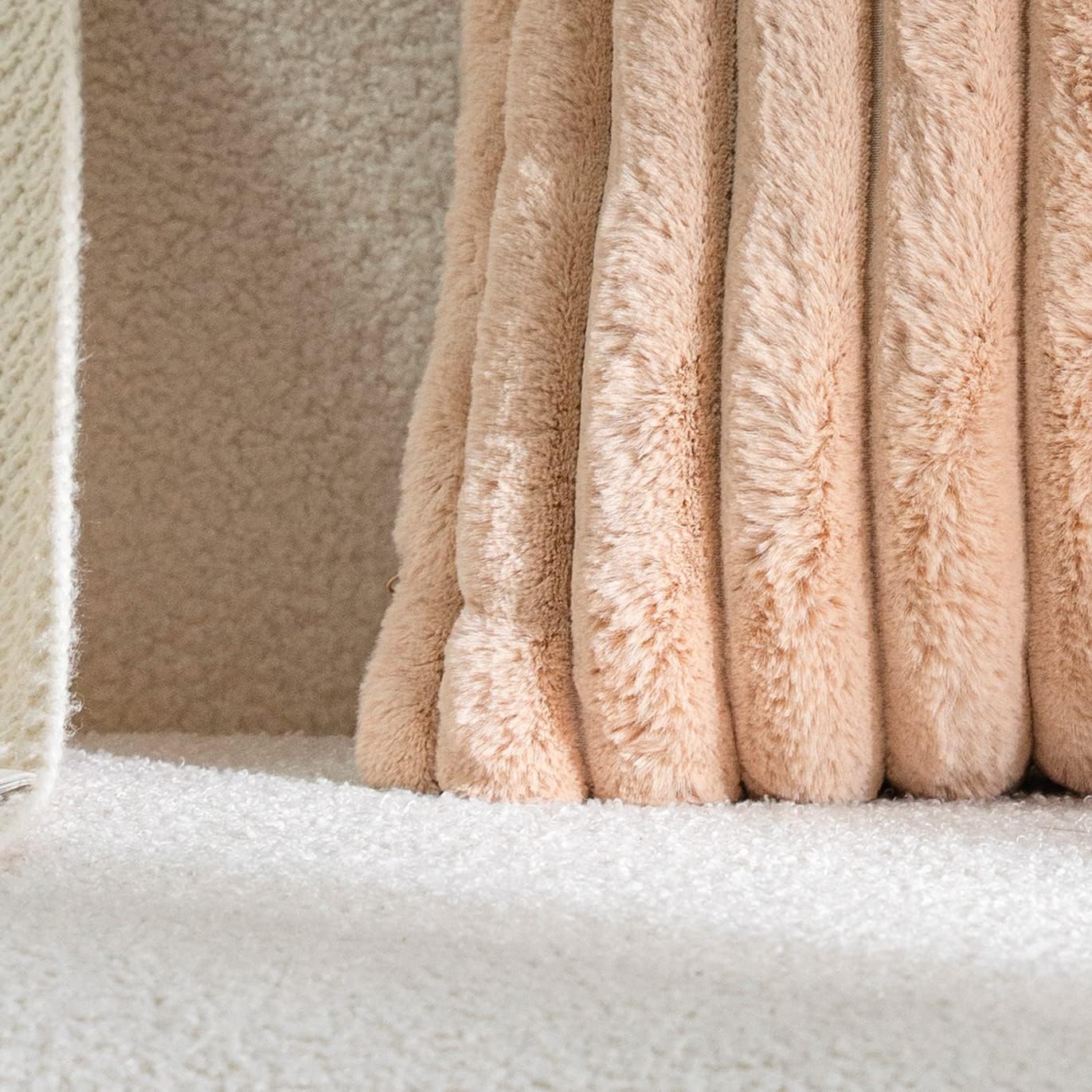 DEELAND Pack of 2,Double-Sided Faux Fur Plush Decorative Throw Pillow Covers Fuzzy Striped Soft Pillowcase Cushion Covers for Sofa Couch Bedroom