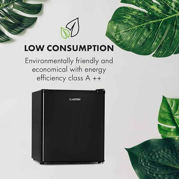 Klarstein Garfield Eco - 34 Litre Capacity, 4-Star Freezer Compartment, 117 kWh/Year, 2 Levels, 41 DB, Removable Grid Shelf, Freestanding, Space Saving, Approx. 44 x 52 x 47 cm, Black