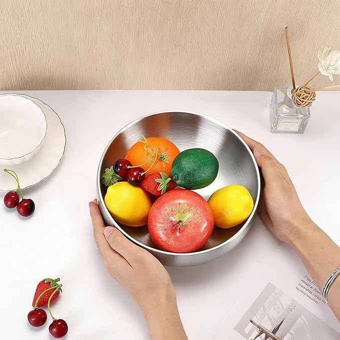 Key Bowl for Entryway Table 8.3" Modern Decorative Bowl Catchall Bowl for Candy Fruit Serving Bowls for Kitchen Counter, Coffee Table,Silver