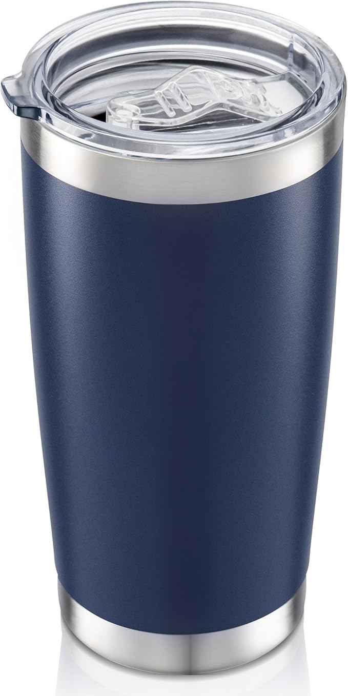20 oz Tumbler with Lid Stainless Steel Insulated Tumblers Double Wall Vacuum Coffee Mug Powder Coated Tumbler Cups for Cold and Hot Drinks, Navy, 1 pack