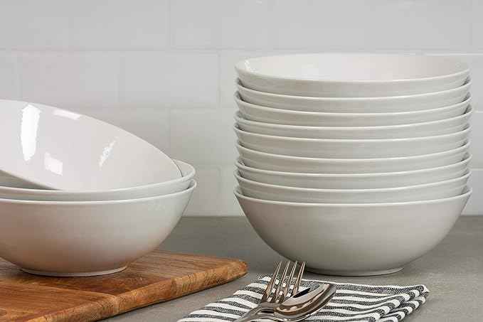 10 Strawberry Street 7" Catering Coupe Cereal Bowl, Set of 12,White