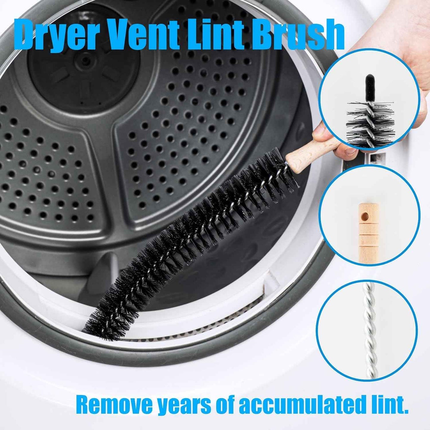 Washing Machine Cleaning Brush,Dryer Vent Cleaner Kit,Crevice Brush for Bathroom, Shower & Kitchen - Scrub Brushes with Long Handle,Household Cleaning Tools Tile, Bathtub, Sink, Grout Cleaning Brushes