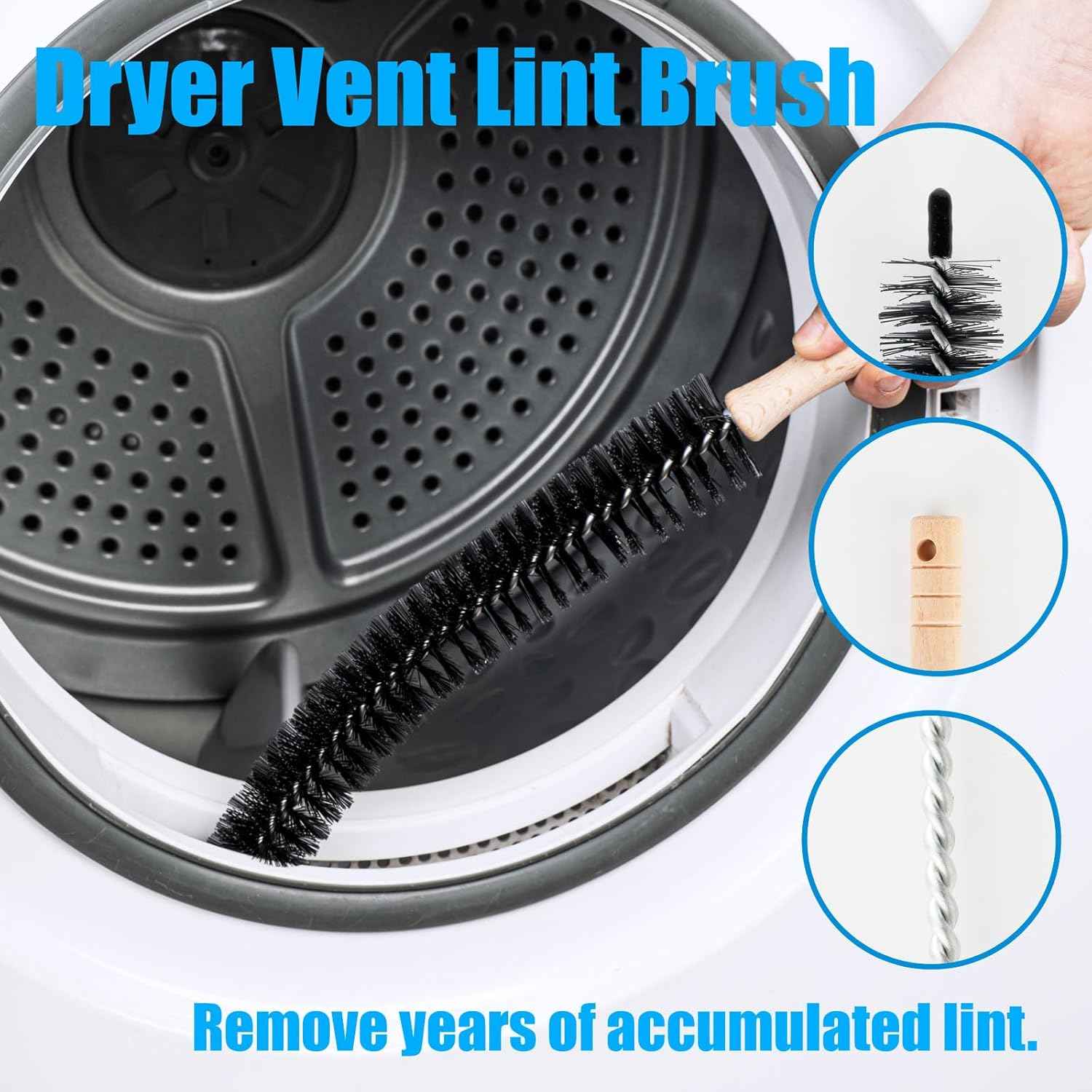 Washing Machine Cleaning Brush,Dryer Vent Cleaner Kit,Crevice Brush for Bathroom, Shower & Kitchen - Scrub Brushes with Long Handle,Household Cleaning Tools Tile, Bathtub, Sink, Grout Cleaning Brushes