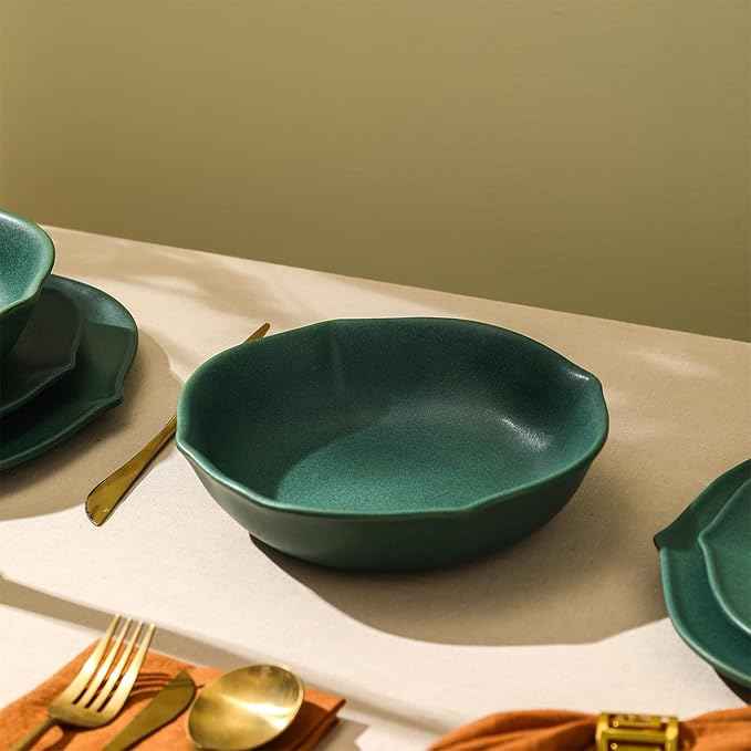 Stone Lain Baskerville 24-Piece Dinnerware Set Stoneware, Green