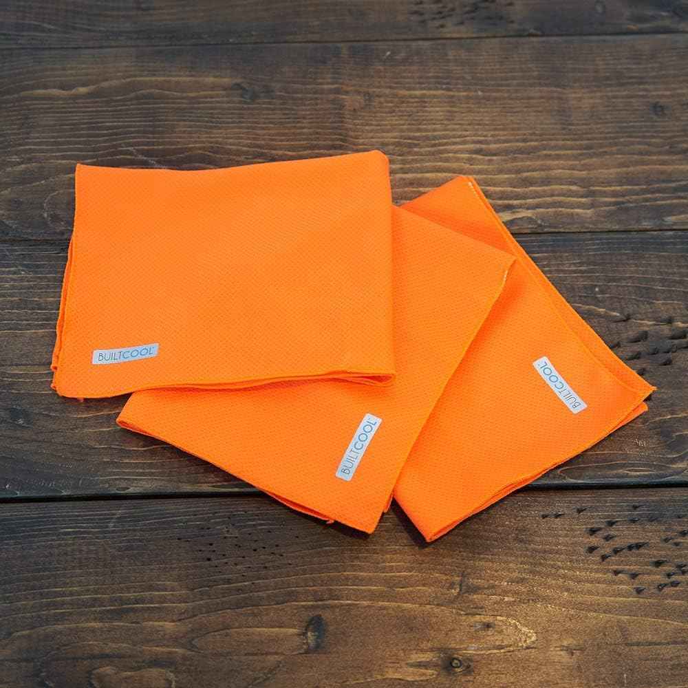 BUILTCOOL Adult Cooling Towel - Men & Women Chilly, Lightweight, Soft, Neck and Face Cooling Towel for Sport, Camping, Hunting, One Size, Blaze, 3 Pack