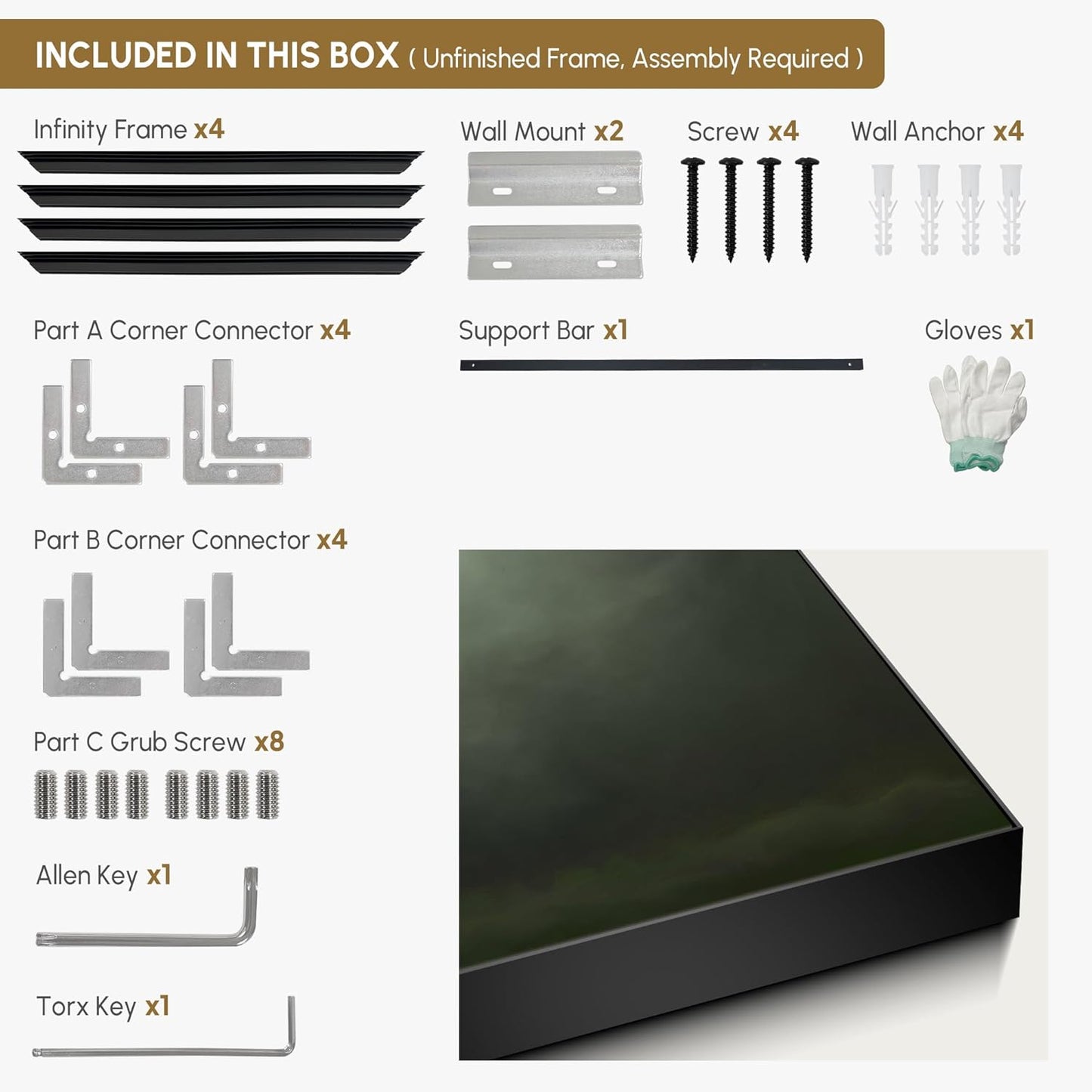 SIGNWIN 24"x46" Extra Large Framed Wall Art Moody Green Abstract Cloudscape, Minimalist Atmospheric Print for Home Living Room Bedroom Decor (Frame Assembly Required)