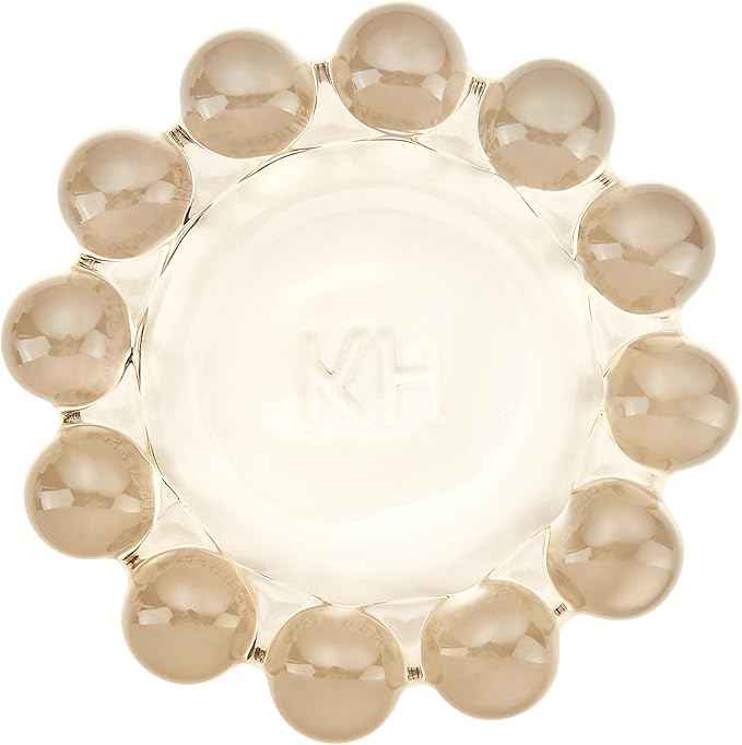 khtumeware Chic Smoky Bubble Glass Candle Dish – Modern Clear Glass Candle Holder for Tealights & Diffusers, Decorative Tray for Home & Tabletop Decor（1 Pack）