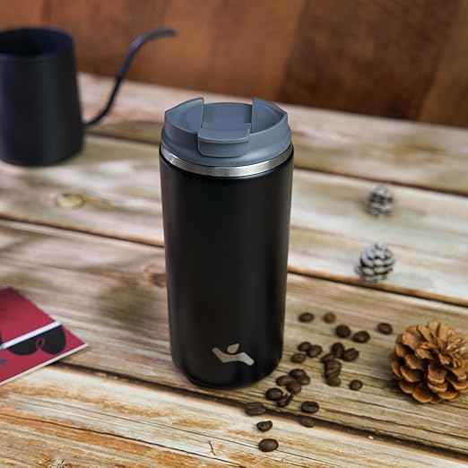 Konokyo Tumbler with Lid, 16 oz Travel Coffee Mug Double Wall Vacuum Stainless Steel Thermal Metal Cup Insulated Water Bottle,Black