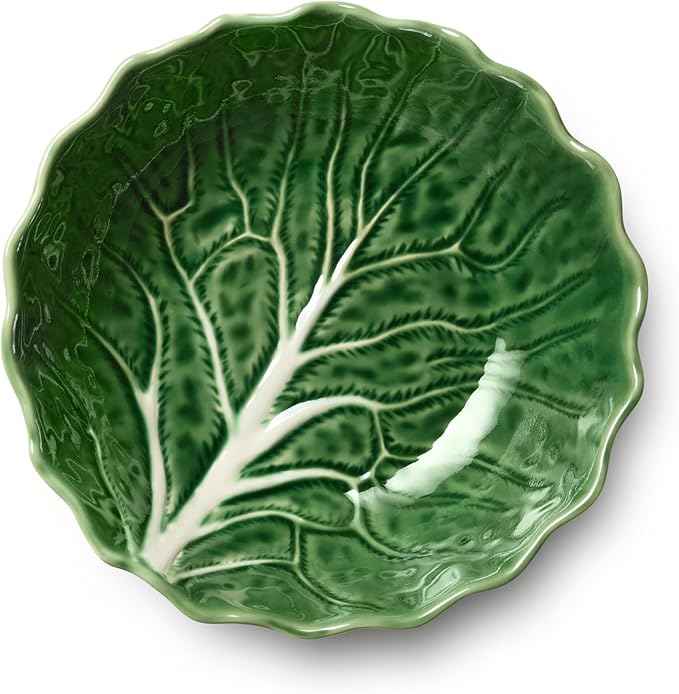 Le Jardin Cabbage 3D SOUP/CEREAL BOWLS, SET OF FOUR, 8.5" x 2.75" – Sculpted Green Stoneware Leaf Bowls– Seasonal Garden-Inspired Serveware for Soups, Salads, Pasta & Everyday Entertaining
