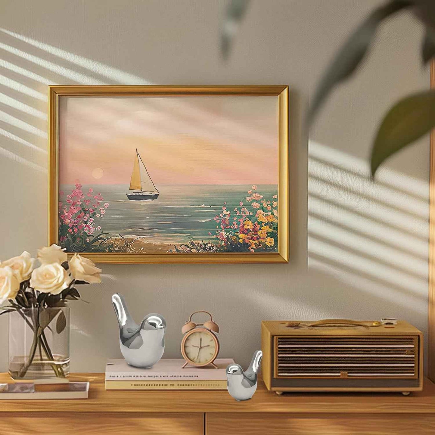 2 Pcs Modern Style Animal Statues, Decorative Silver Ornaments Birds Statues, Ceramic Decor for Office Desktop, Bookshelf, Bedroom, Living Room, Cabinets