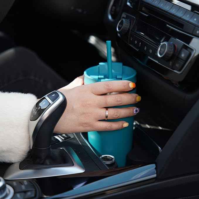 BJPKPK 22oz Stainless Steel Insulated Tumbler With lid And Straw Travel Coffee Thermal Tumblers Cup For Women And Men,Modern Blue