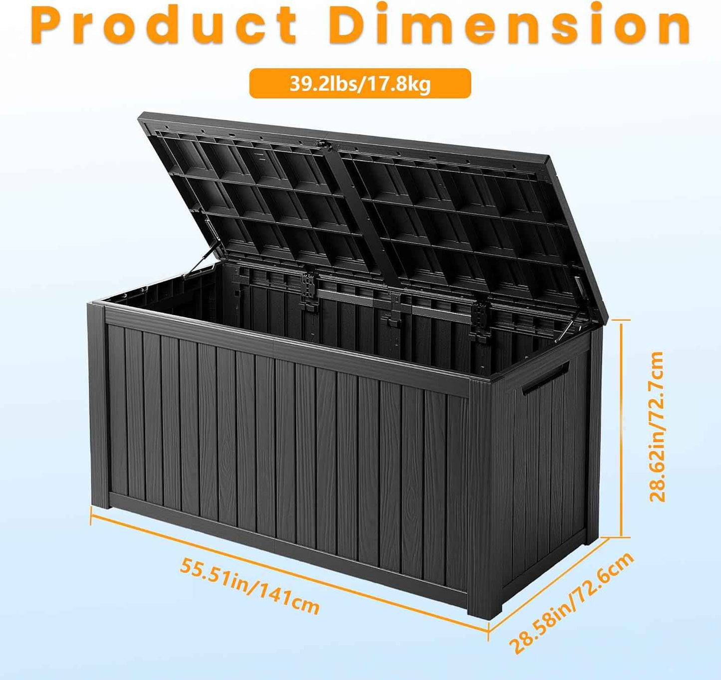 Outdoor Storage Box Waterproof, 200 Gallon Lockable Resin Large Deck Box, Patio Storage Bin for Pool Accessories Cushion Furniture, Garden Tools, UV-Resistant Outside Delivery, Black