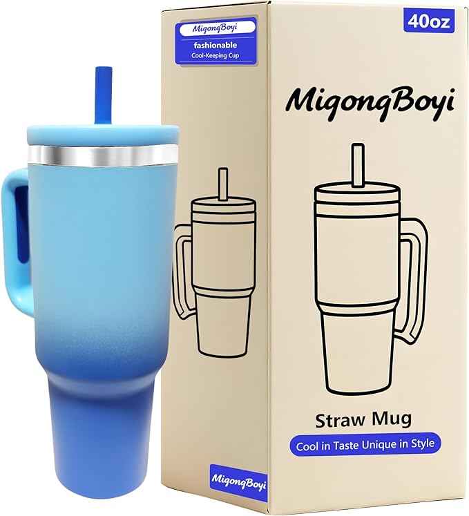 40-OZ Insulated Water Bottle,Insulated Stainless Steel Tumbler,Reusable Cold Drink Thermos,BPA-Free, Double-Wall Stainless Steel Water Bottle (Royal Blue, 40, Fluid Ounces)