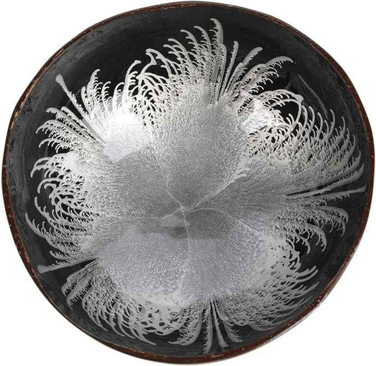 ChezMax Natural Coconut Bowl Mother of Pearl Inlaid Shell Bowls Key Bowl for Entryway Table Candy Container Nuts Holder Fruits & Dry Snack Storage Bowl Round Handcrafted Bowl for Decoration