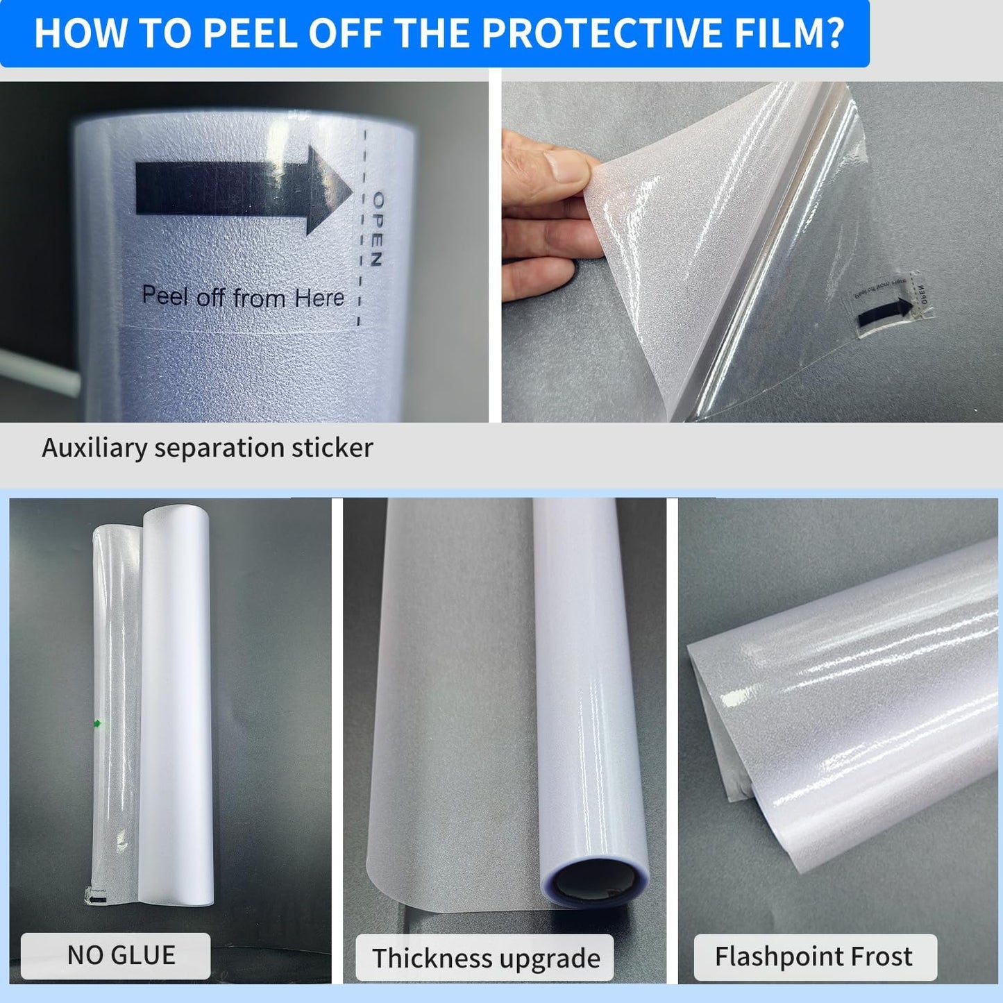 Frosted Glass Window Privacy Film Decorative, Bathroom Privacy Film for Glass Windows Cover, Static Cling, Removable, Reusable, Anti-UV, Anti-Glare, Heat Blocking, （Flash Point Pure,35.4X157.4Inch）