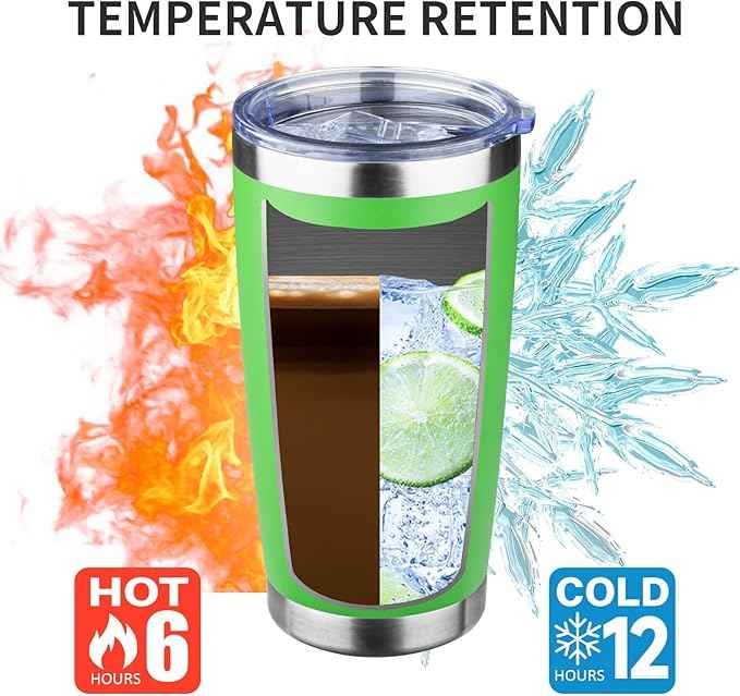 20oz Tumbler with Lid and Straw Double Wall Powder Coated Vacuum Insulated Coffee Tumbler Stainless Steel Insulated Travel Coffee Mug Spill-Proof Thermal Cup for Hot and Cold Beverage,Avocado Green