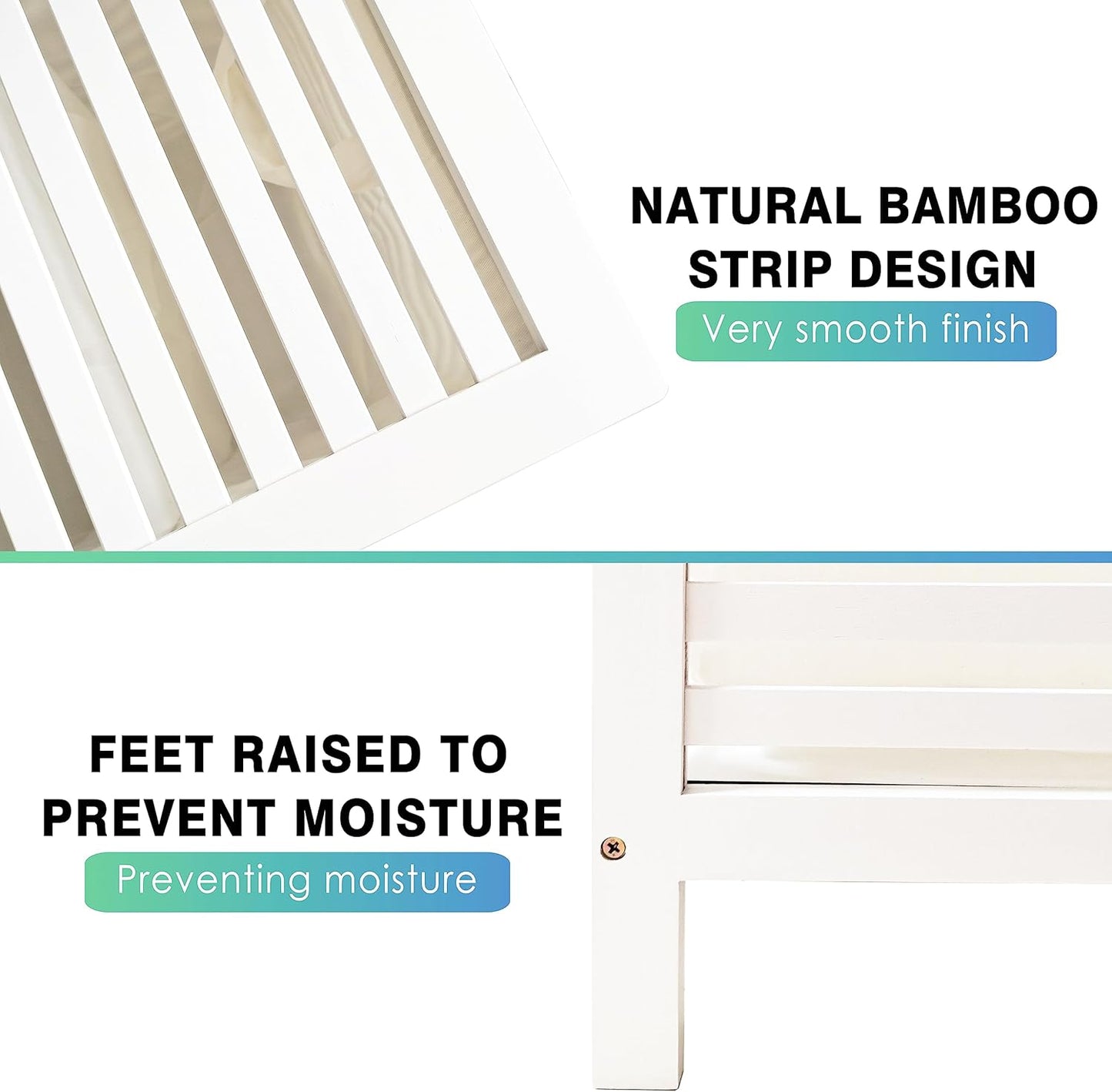 SMIBUY Double Laundry Hamper with Lid, 120L Bamboo Laundry Basket with Removable Liner Bag, 2-Section Clothes Divider Laundry Sorter for Laundry Room, Bathroom, Bedroom (White)