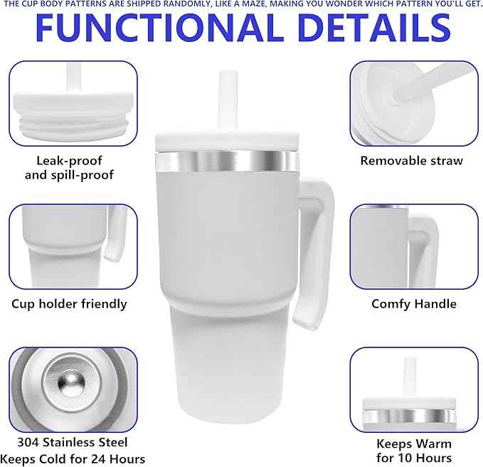 2PCS 20-OZ Insulated Water Bottle,Insulated Stainless Steel Tumbler,Reusable Cold Drink Thermos,BPA-Free, Double-Wall Stainless Steel Water Bottle (Body Pattern Color-Blind BoxsBPA, 20, Fluid Ounces)