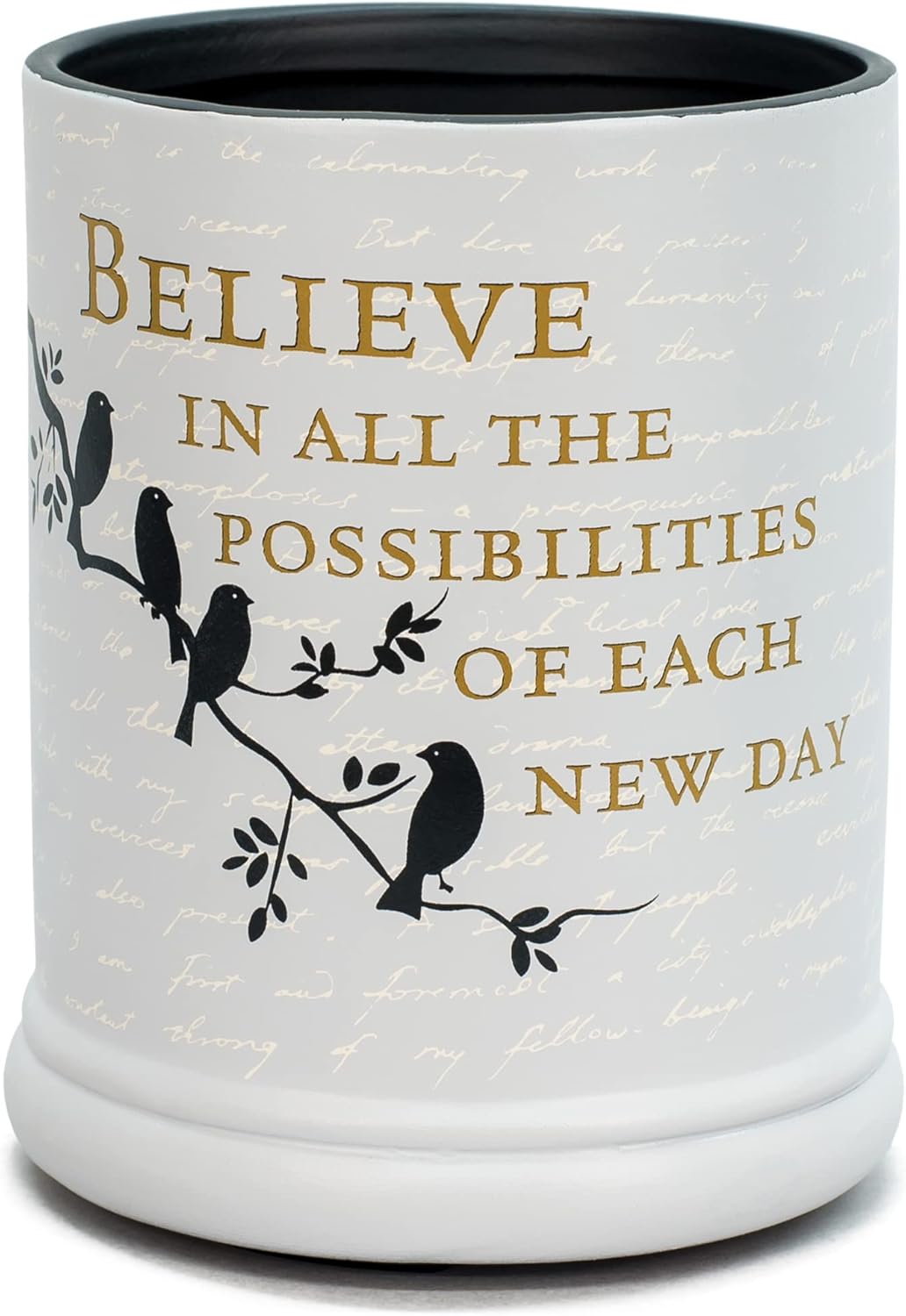 Elanze Designs Birds on a Tree Grey Believe Ceramic Stoneware Electric Large Jar Candle Warmer