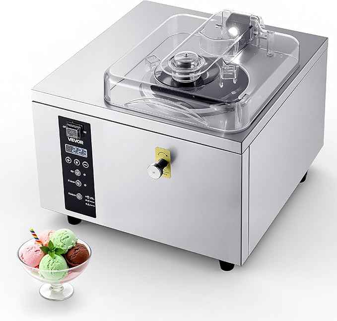 VEVOR Commercial Hard Ice Cream Machine, 500W 1.32 Gal/Hour, Gelato Hard Serve Ice Cream Maker with 2.8L 304 Stainless Steel Cylinder, Auto Clean LED Panel High Productivity for Snack Bar Restaurants