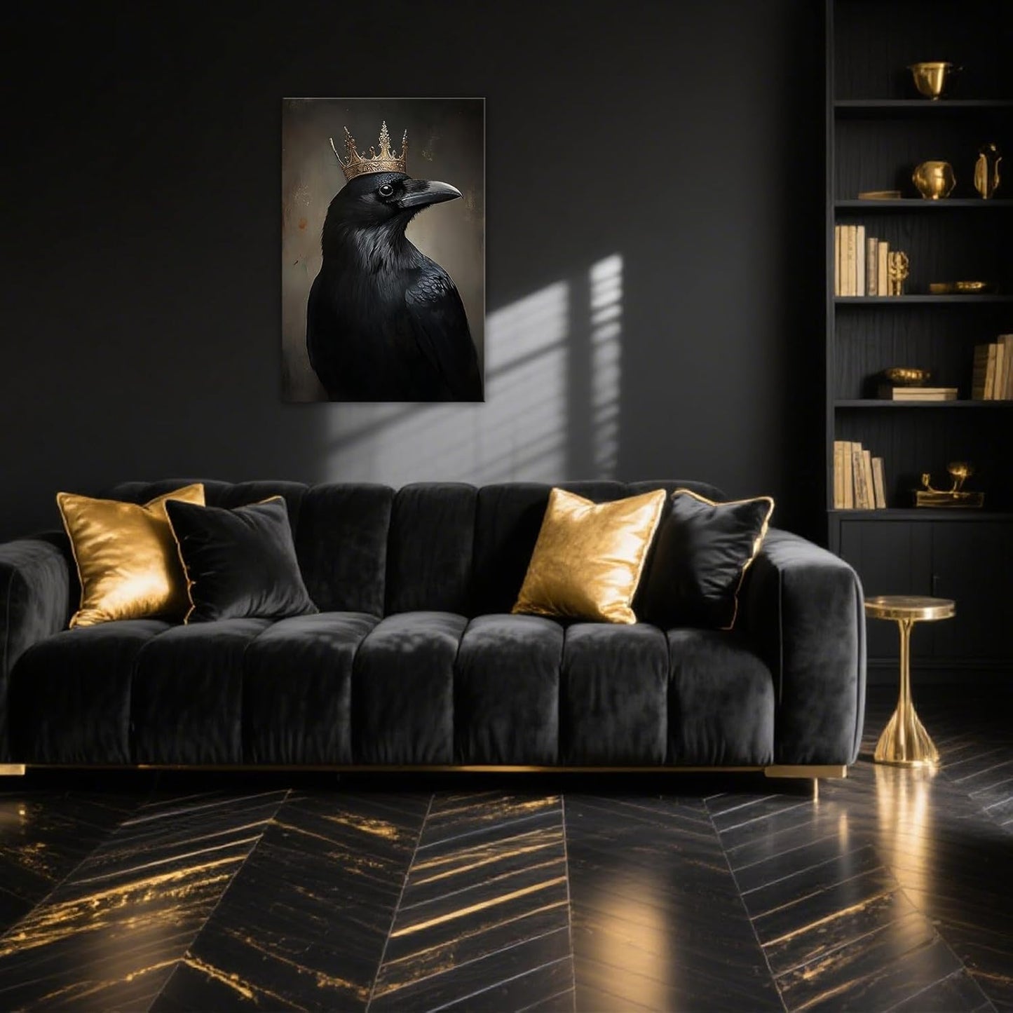 OAAPITI Raven King Wall Art Mysterious Black Bird Painting Dark Gothic Animal Canvas Print for Living Room Bedroom Home Office Inspirational Decor(Artwork-8,28"x42")