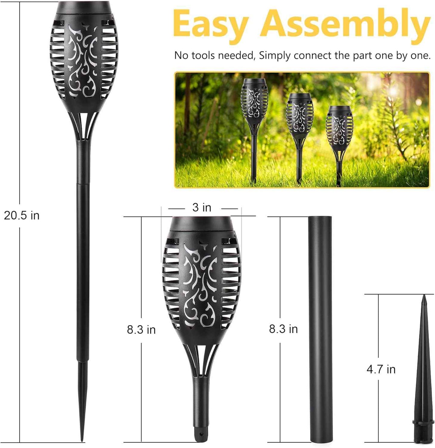 Toodour Solar Torch Flame Lights, 12 Pack Solar Lights Outdoor with Flickering Flame, Waterproof Patio Light Landscape Decoration Lighting for Garden, Lawn, Yard, Outdoor Decorations - Purple
