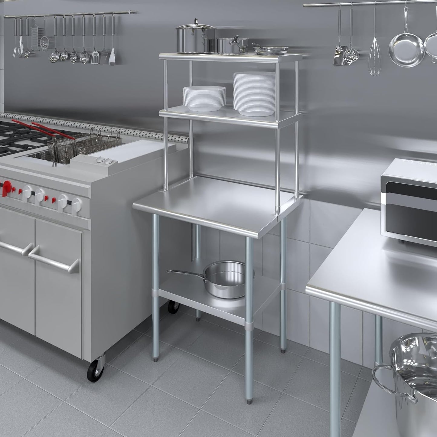 AmGood Double OverShelf Stainless Steel NSF - Many (30" Long x 14" Deep) - Lumora Casa