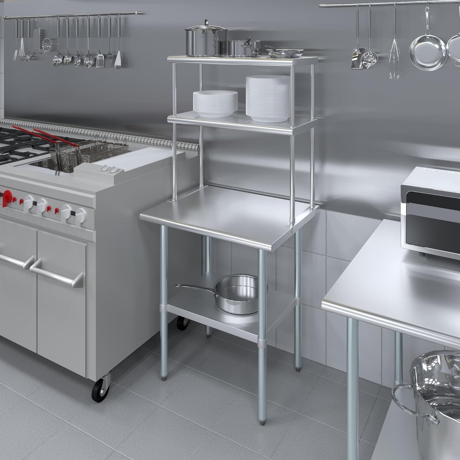 AmGood Double OverShelf Stainless Steel NSF - Many (30" Long x 14" Deep) - Lumora Casa