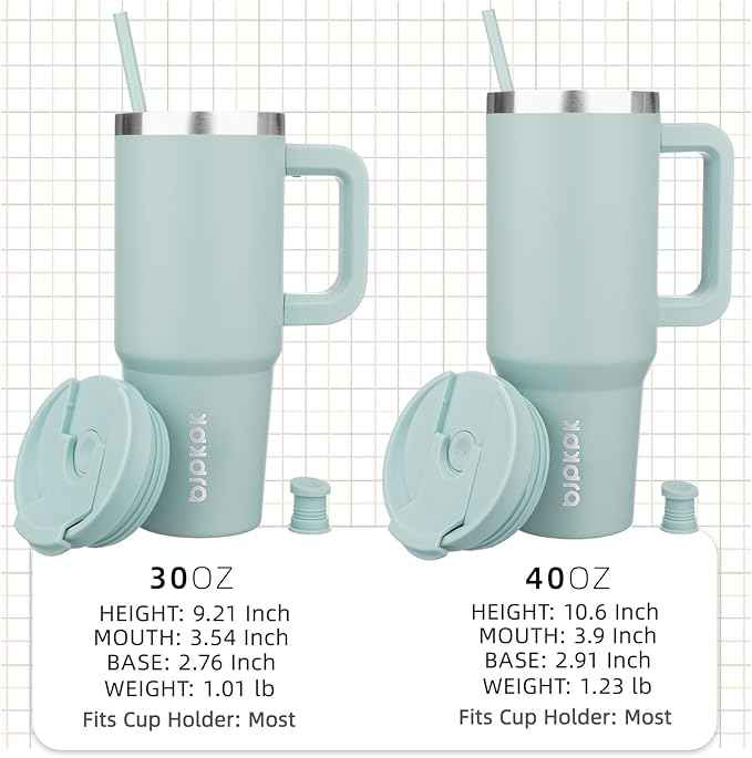 BJPKPK 40 oz Insulated Tumbler With Lid And Straw Stainless Steel Tumblers Cup With Handle For Women And Men,Blue Haze