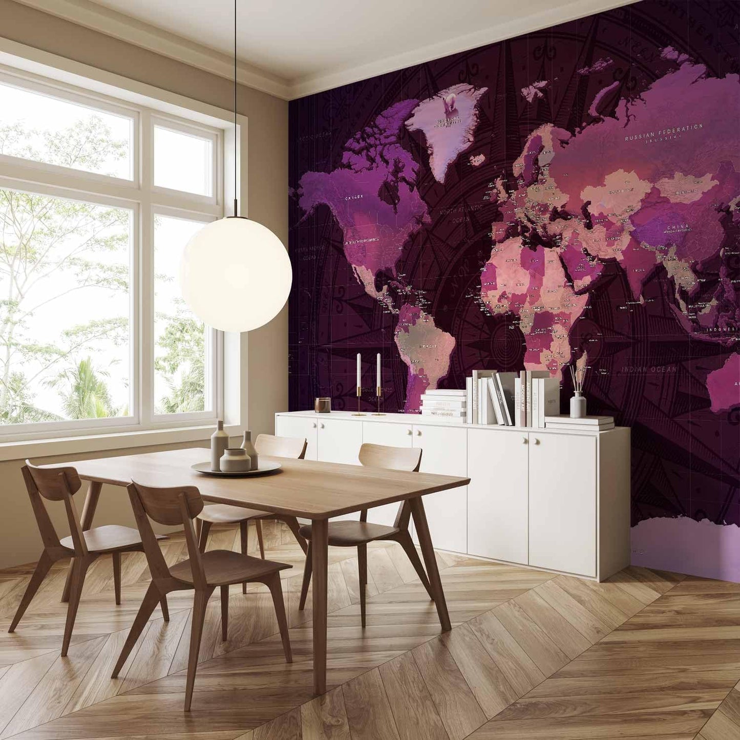 artgeist Premium Wall Mural World Map 157x110 in - XXL Non-Woven Wallpaper Fleece Wall Decor Photo Print Picture Image Design Home Map of The World k-A-0273-a-a