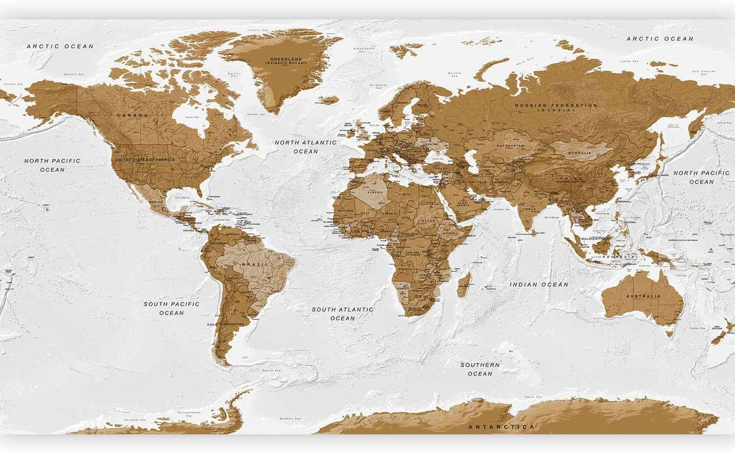 artgeist Premium Wall Mural World Map 197x110 in - Non-Woven Wallpaper Fleece Wall Decor Photo Print Picture Image Design k-A-0093-x-a