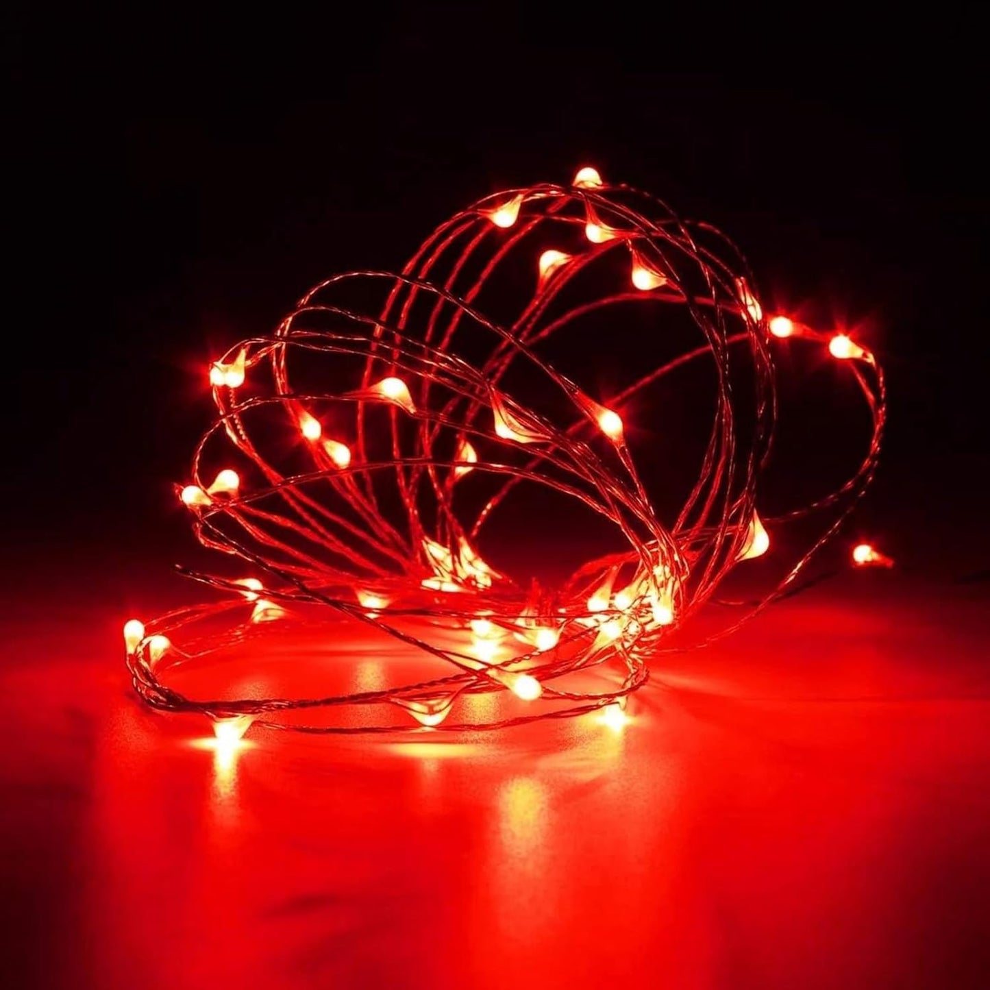 4-Pack Fairy Lights Battery Operated with Timer, 16FT 50 LED Waterproof Starry String Lights Outdoor Indoor Mini Cuttable Lights for Bedroom Home Wedding Christmas Halloween Parties Centerpiece (Red)