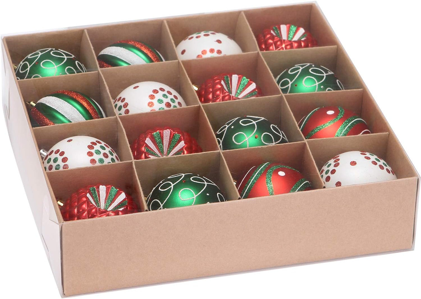 Sea Team 80mm/3.15" Delicate Contrast Color Theme Painting & Glittering Christmas Tree Pendants Decorative Hanging Christmas Baubles Balls Ornaments Set - 16 Pieces (Elf)