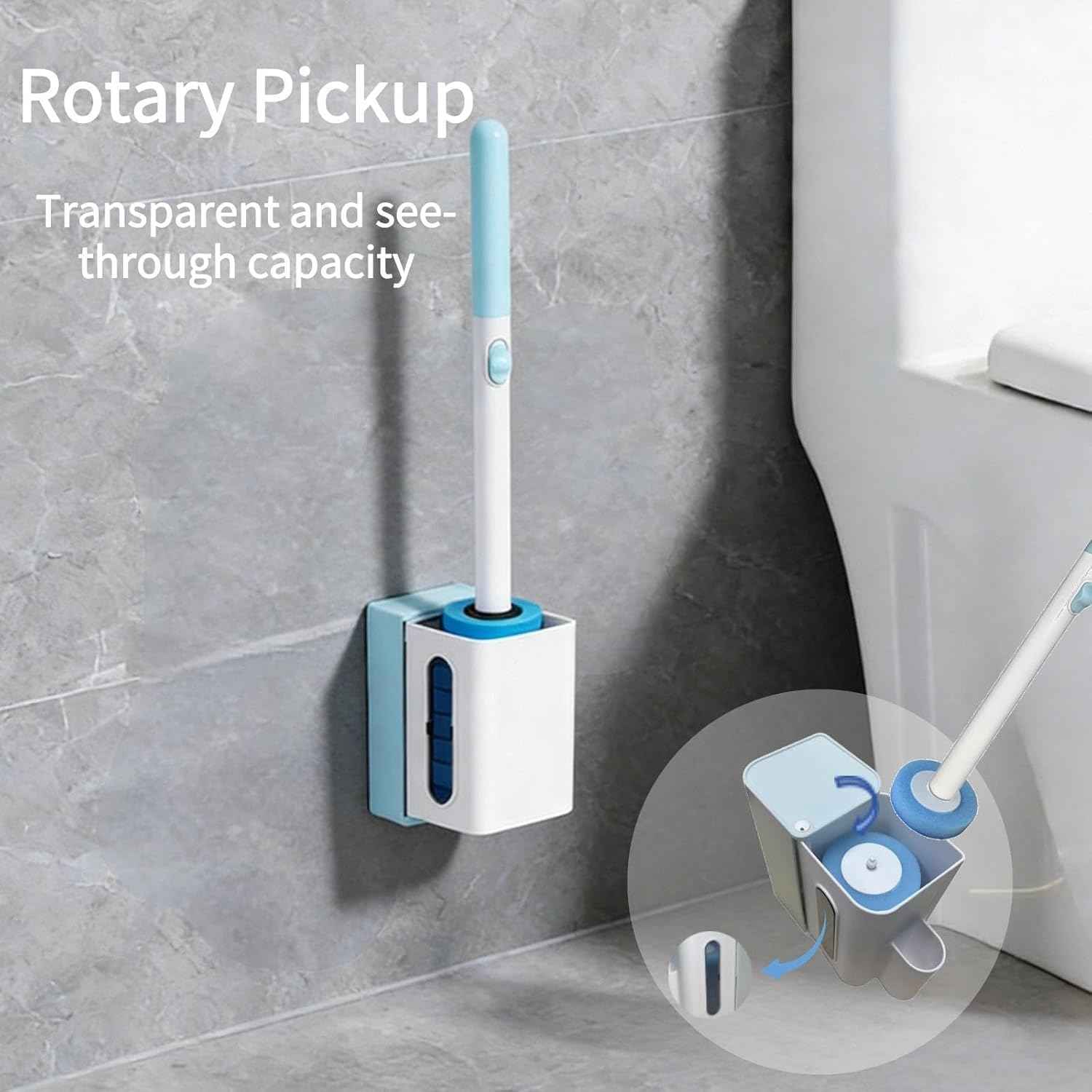 Disposable Toilet Brush Cleaning System, Includes 56 Detergent Refills, Hygienic Replaceable Brush Heads, Wall-Mounted Rotating Holder Set, Bathroom Maintenance, Toilet Cleaner