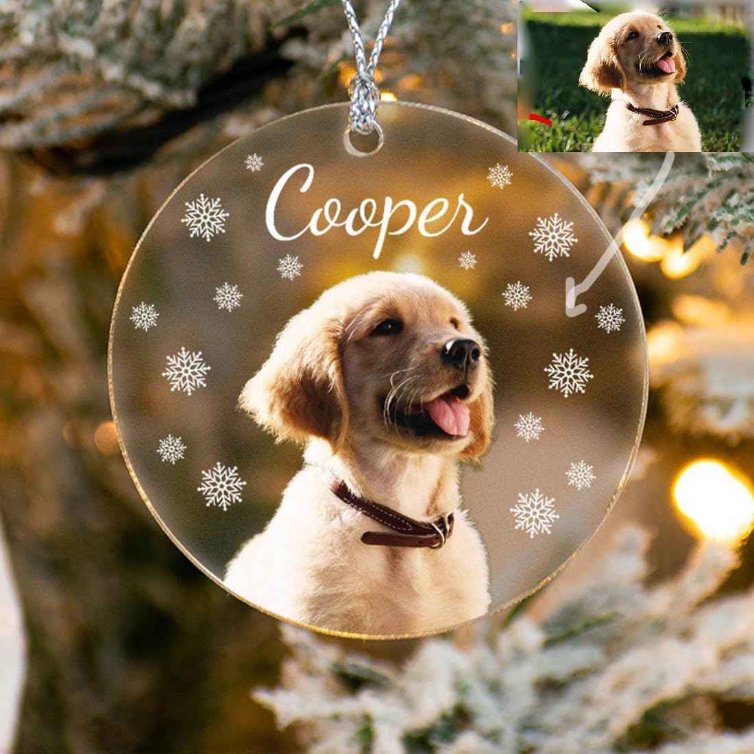 Personalized Dog Photo Ornament, Custom Pet Picture Ornament