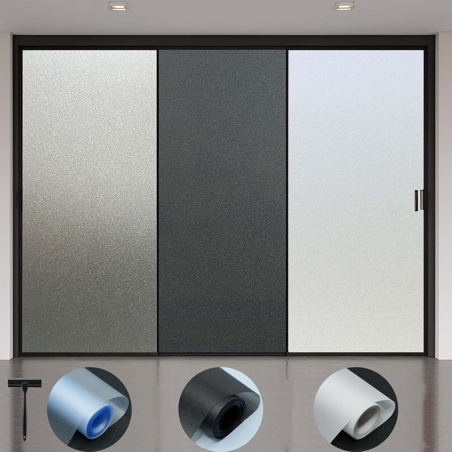 Window Privacy Film with Installation Tools, Static Cling, Anti UV, Heat Control, Ideal for Home Shower Office Glass Door (White Frosted, 17.5X78.7Inch)