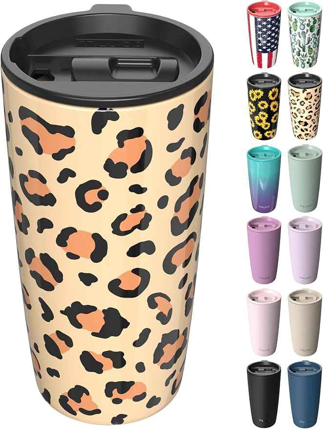 TILUCK 20 oz Insulated Tumbler with BPA-Free Lid, Stainless Steel Vacuum Travel Coffee Mug, Double Wall Coffee Tumbler（20oz，Leopard）