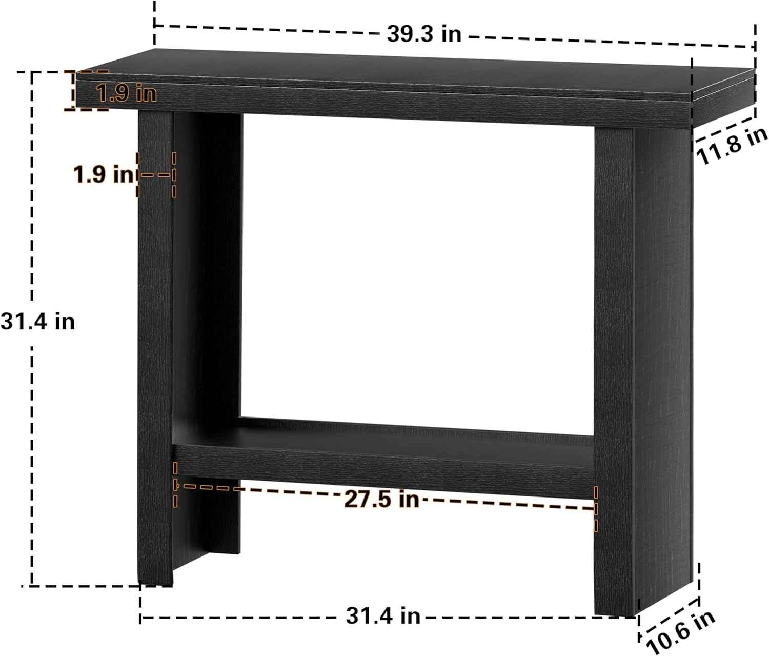 LIFECHOVY Modern Console Tables with Storage, Narrow Entryway Table for Hallway, Behind The Couch Sofa, Entrance Table with Shelves for Living Room, Foyer, Black
