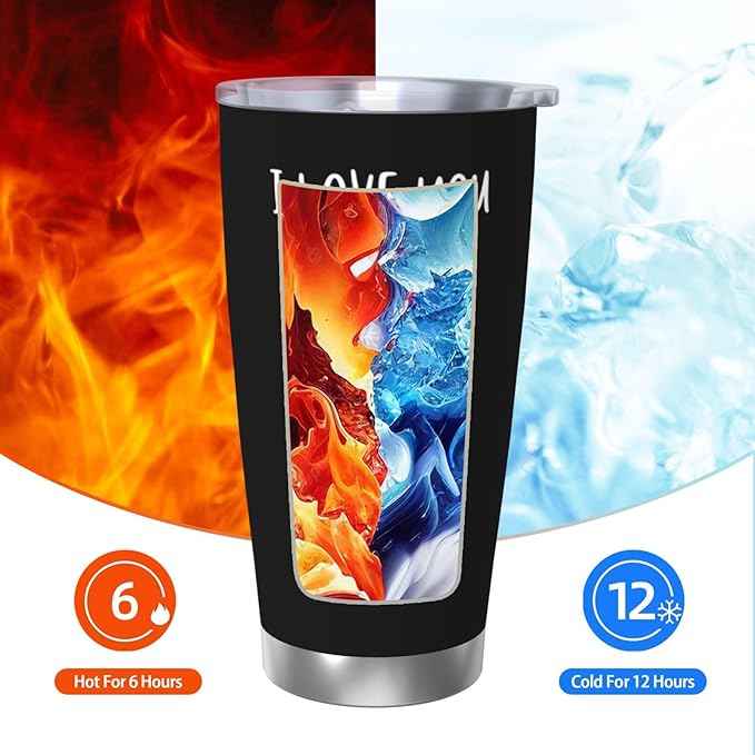 "I Love You More The End Win Black Tumbler with Lid and Straw, Stainless Steel Vacuum Insulated，Romantic Gift For Couples Anniversary Valentine's Day