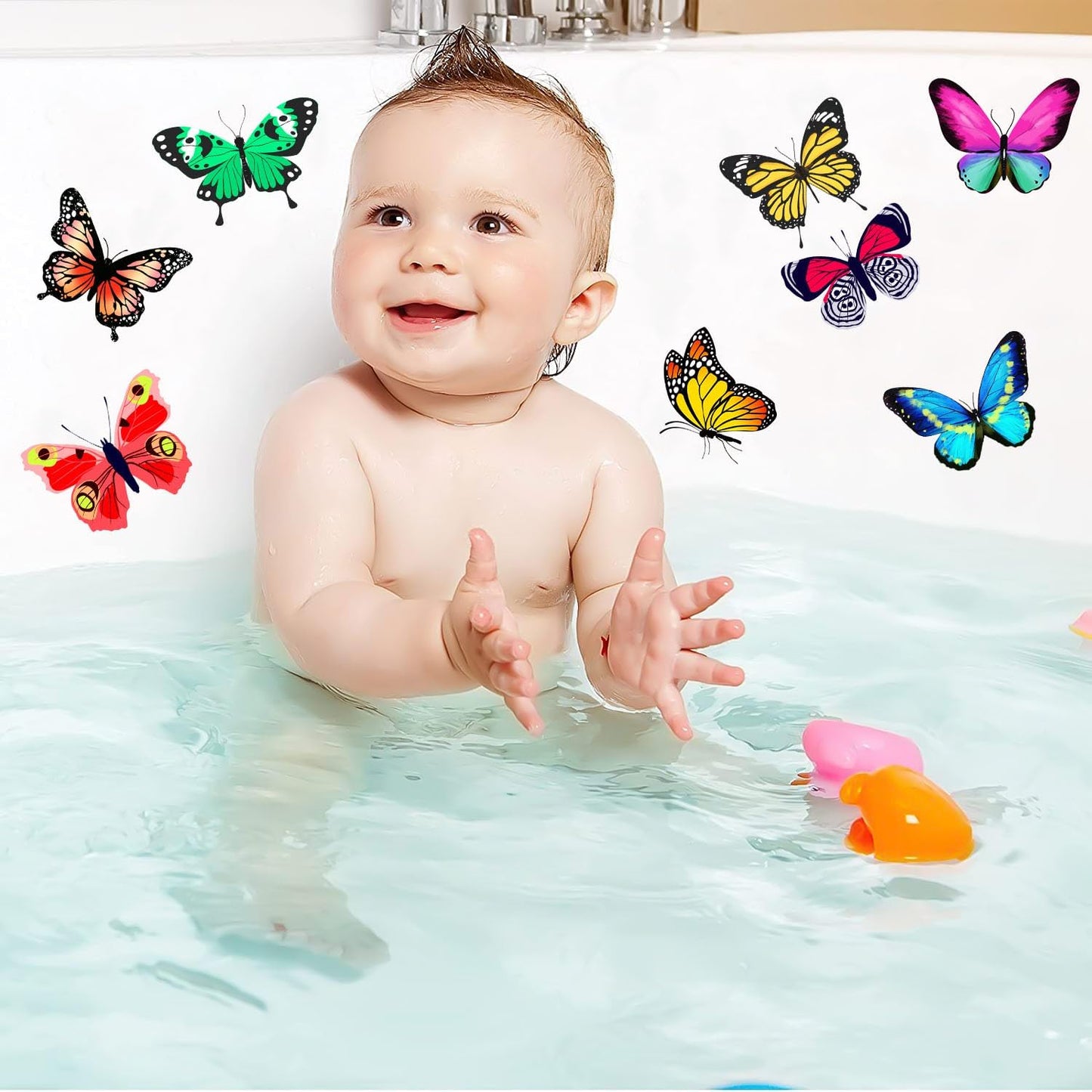 Window Clings Stickers for Kids Window Gel Clings Decals Thick Gel Clings Toddlers and Adults Classroom Home Nursery Airplane Birthday Party Supplies (Butterfly)