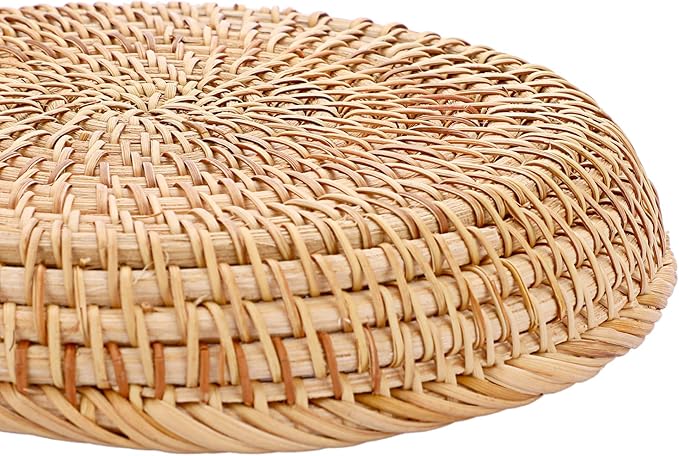 Hipiwe Small Woven Wicker Basket - 7.6" Round Entryway Organizer for Keys, Wallet, Cell Phone & Snacks