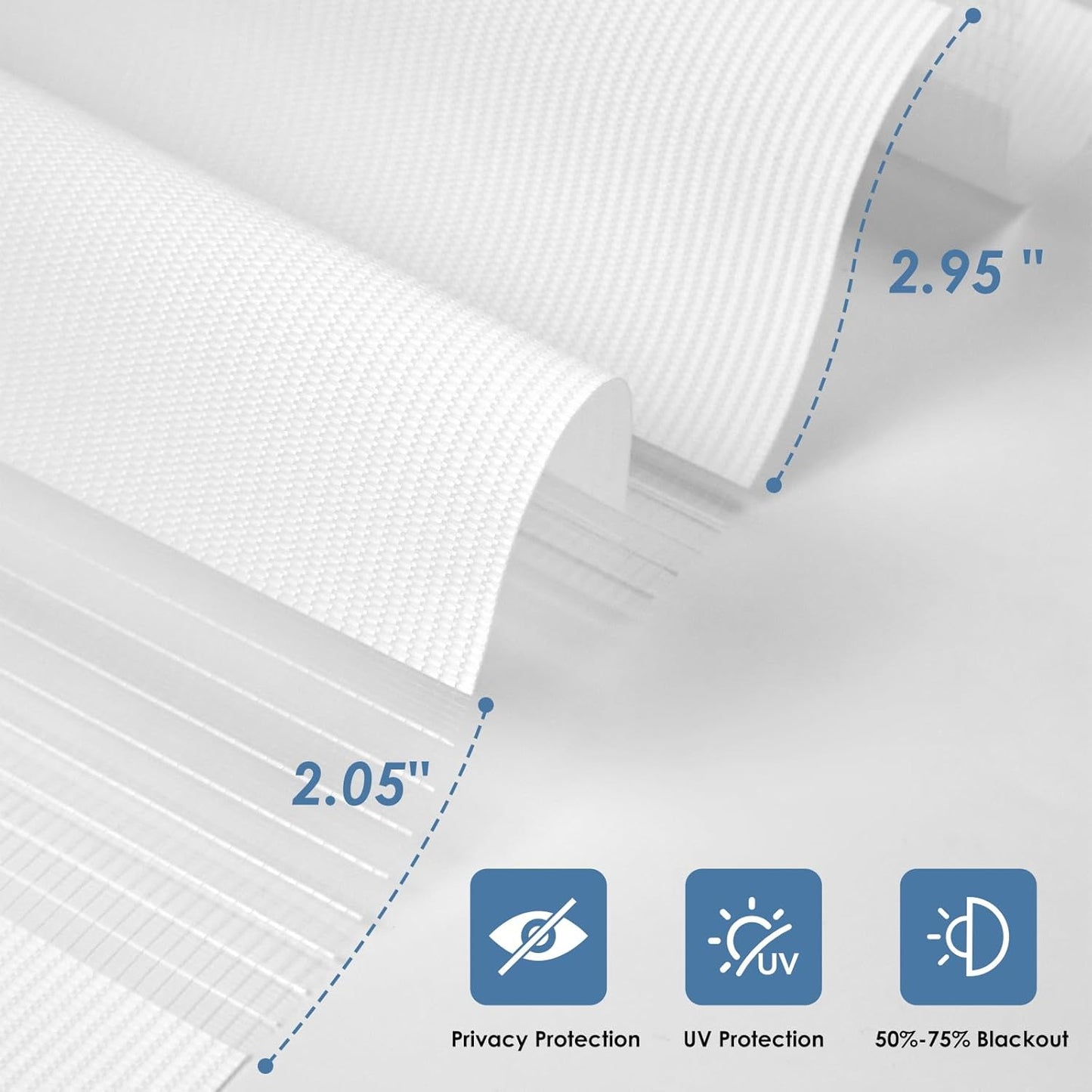 Artpuch Cordless Zebra Blinds for Windows (34" W X 48" H, White), Free-Stop Dual Layer Light Filtering Blinds for Indoor Windows with Valance, Sheer Privacy Window Shades for Home