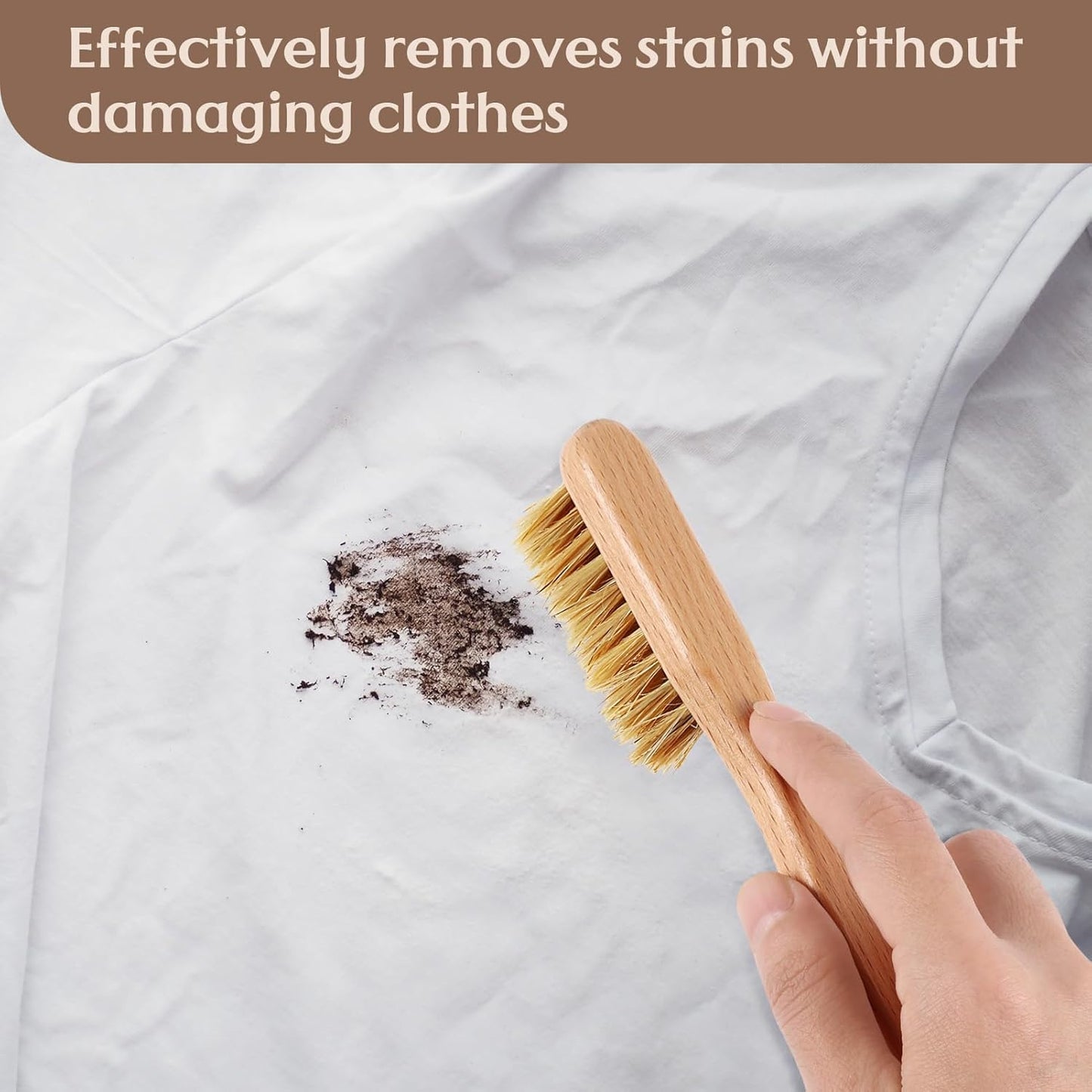 3 Pcs Wood Laundry Stain Brush Stain Remover Brushes with Boar Bristle Small Stain Brush for Clothes for Scrubbing Stains from Furniture Fabric Leather(3 Pcs C)