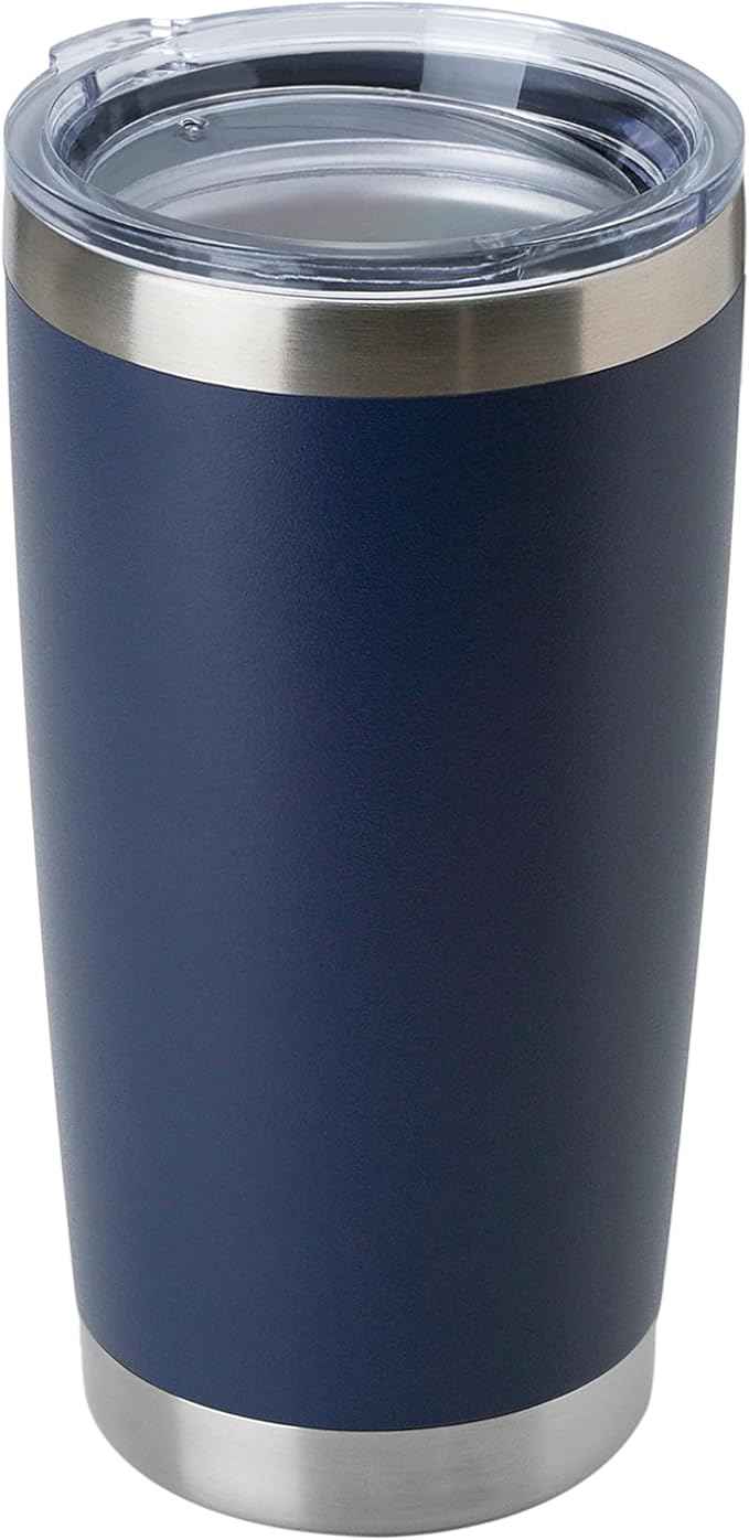 DOMICARE 20oz Stainless Steel Tumbler Bulk with Lid, Double Wall Vacuum Insulated Travel Mug, Powder Coated Coffee Cup, Powder Navy, 1 Pack
