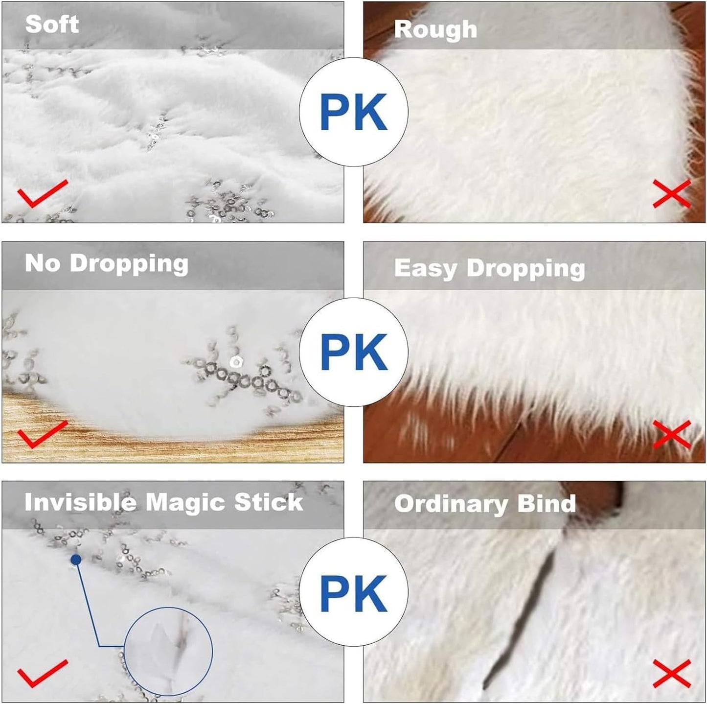 60inch White Christmas Tree Skirt Tree Carpet Blanket, Soft 5ft Xmas Christmas Tree Blanket with Silver Snowflake White Faux Fur Carpet for Christmas Holidays Decoration Party