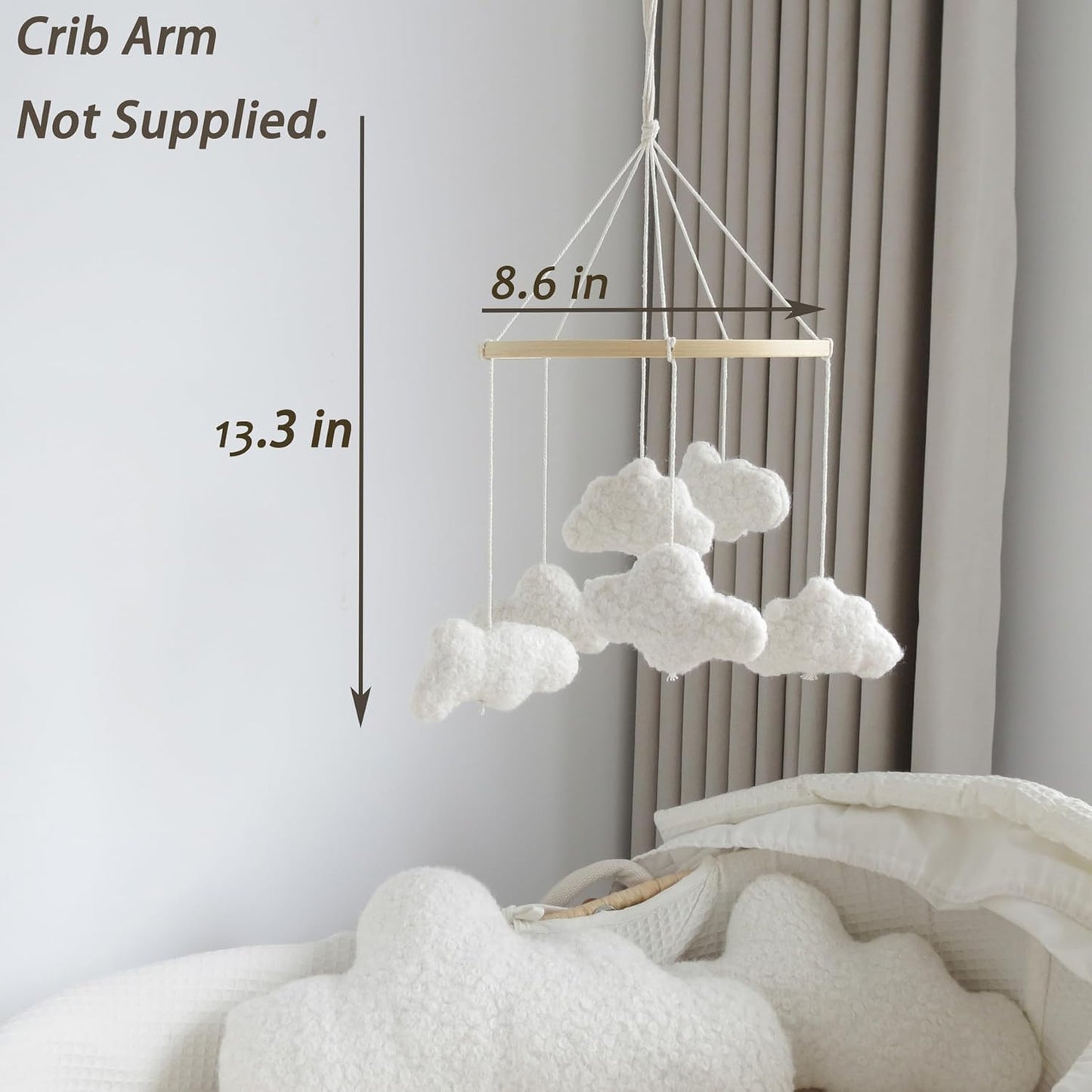 Cloud Mobile for Crib Boho Baby Mobile for Crib Bassinet Boucle Cloud Crib Mobile for Girls Boys Neutral Nursery Mobiles