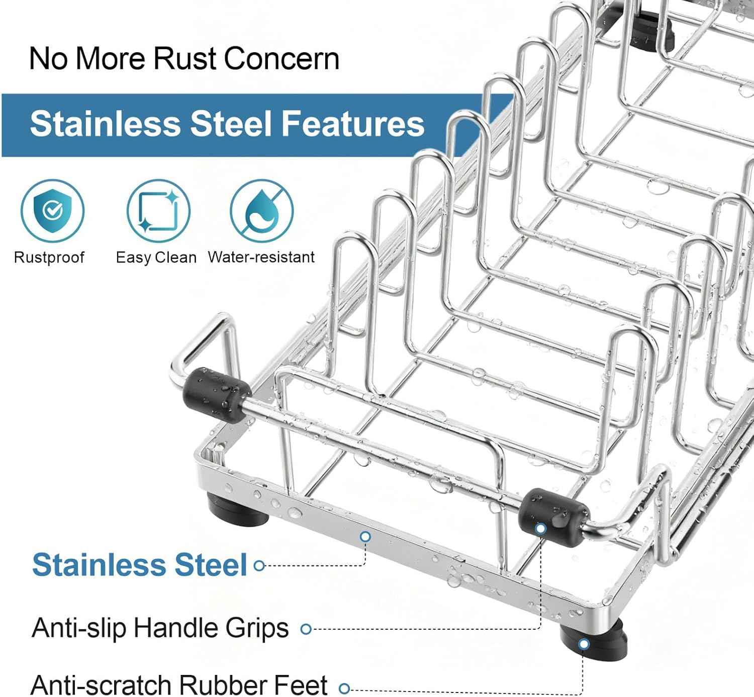 GSlife Small Dish Drying Rack for Counter, Stainless Steel Expandable Dish Drainer with Drain Board and 360° Swivel Spout, Compact for RV, Camper or Over Sink Use, 1-2 People, Narrow 6.5" W, Silver