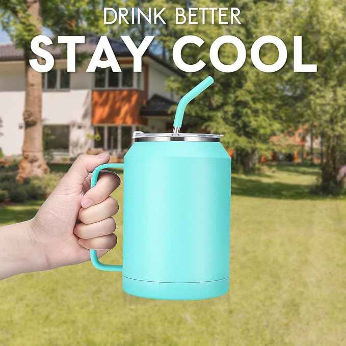 Zenbo 50 oz Mug Tumbler – Stainless Steel Vacuum Insulated Mug with Handle,Lid and Straw,Keeps Drinks Cold up to 36 Hours – Sweat-Proof Body, Dishwasher Safe
